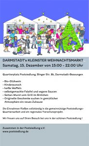 Read more about the article Am 15.12.2018 – Kleinster Weihnachtsmarkt Darmstadts auf dem Quartierplatz!