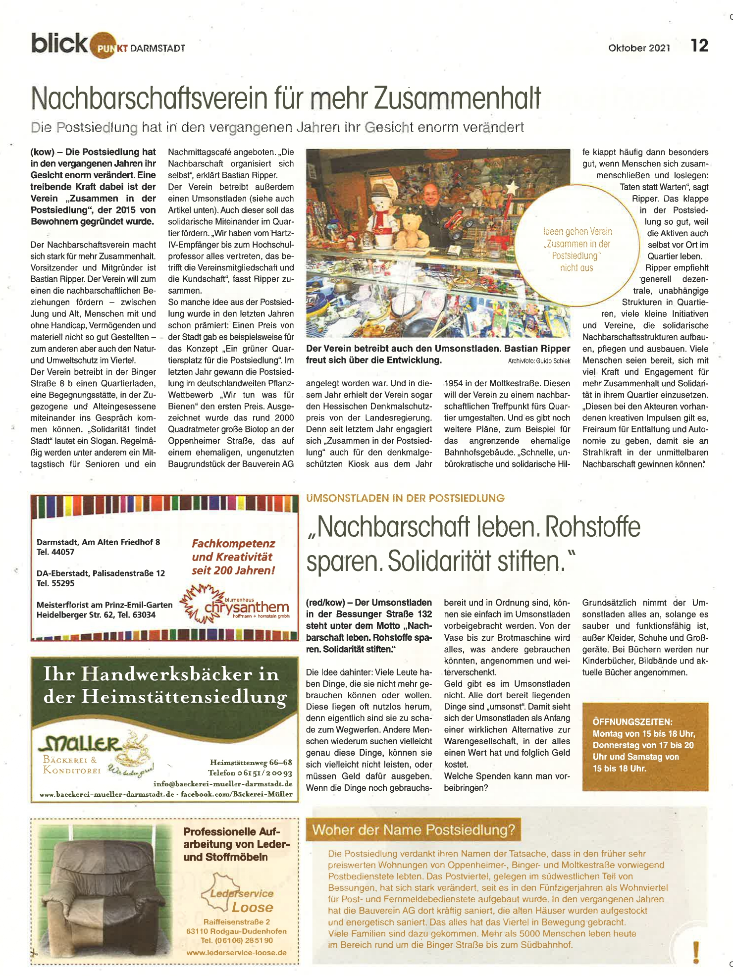 You are currently viewing Quartierladen: Toller Artikel in Zeitung „Blickpunkt Darmstadt“ über unsere Vereinsarbeit…