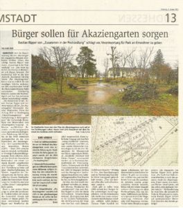 Read more about the article Akaziengarten: Toller Hintergrundartikel im Darmstädter Echo zu unserem Vorschlag des Park-Managements