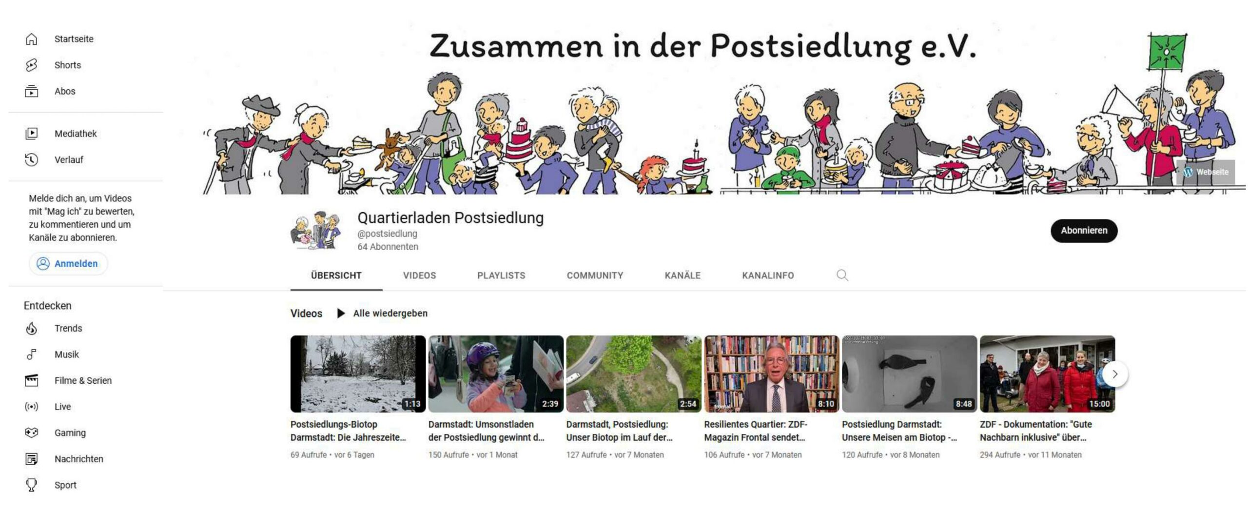 Read more about the article Postsiedlung: Kennen Sie schon unseren Youtube-Kanal?