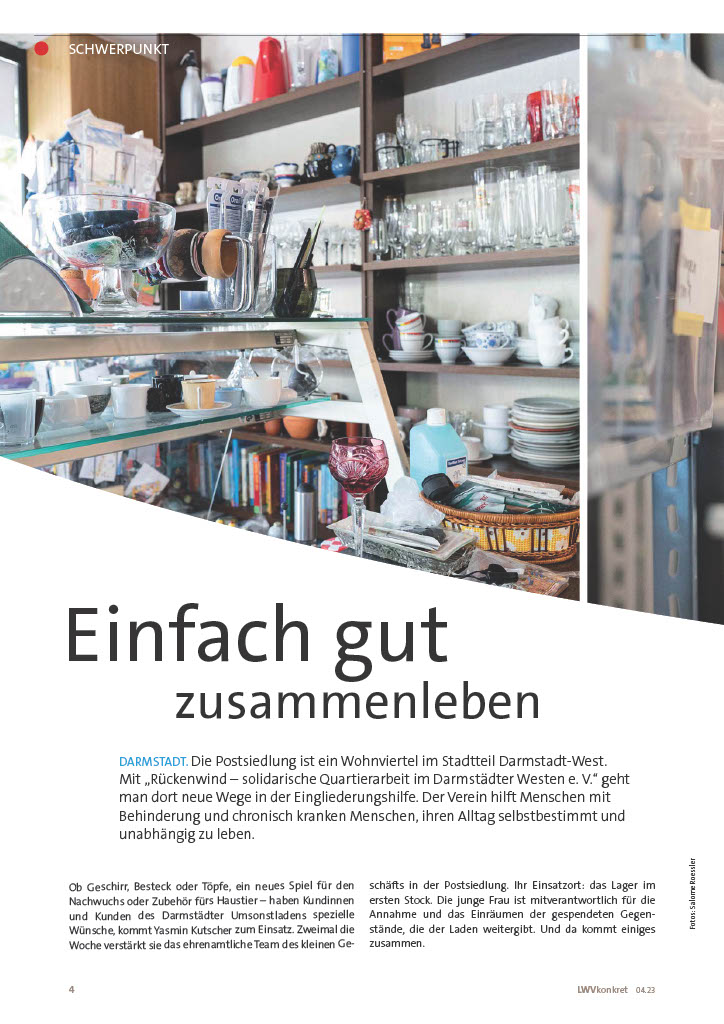 Read more about the article Quartier: Schwerpunktartikel über unseren Partner Rückenwind e.V. im neuen LWV-Magazin Hessen