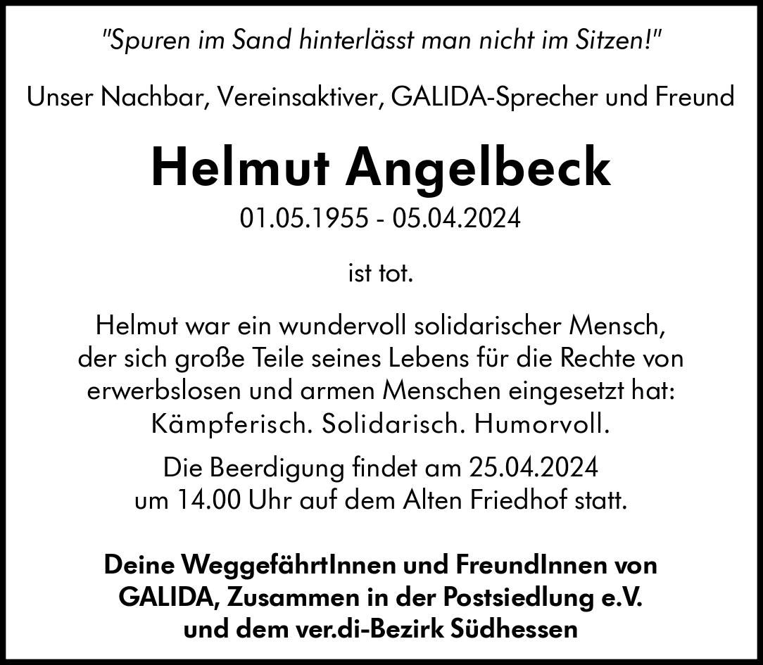 Read more about the article Quartier: Beerdigung von Helmut Angelbeck ist am 25. April